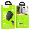 Telefono įkroviklis Hoco USB A + USB C QC3.0 PD AFC 3A 30W + laidas USB C į USB C N71 juodas