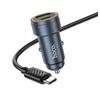 Automobilinis įkroviklis Hoco Z57A 30W USB-C/USB-A + USB-C to USB-C cable 1.0m pilkas