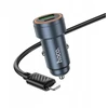 Automobilinis įkroviklis Hoco USB A + USB C QC3.0 PD 30W + laidas USB C - Lightning Z57A juodas