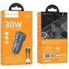 Automobilinis įkroviklis Hoco USB A + USB C QC3.0 PD 30W + laidas USB C - Lightning Z57A juodas
