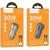 Automobilinis įkroviklis Hoco USB A + USB C QC3.0 PD 30W + laidas USB C - Lightning Z57A juodas
