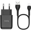 Telefono įkroviklis Hoco USB A 2A 10W + laidas USB A į Lightning N2 juodas