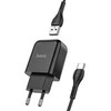 Telefono įkroviklis Hoco USB A 2A 10W + laidas USB A į USB C N2 juodas