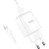Telefono įkroviklis Hoco USB A 2A 10W + laidas USB A į Lightning N2 baltas