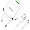 Telefono įkroviklis Hoco USB A QC3.0 3A 18W + laidas USB A į Micro USB N3 baltas