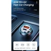 Jellico F7 57W Metāla Divu portu Ātrais Adaptīvais Auto Lādētājs USB QC 27W + PD USB-C 30W Melns