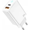 JELLICO sieninis įkroviklis EU13 GaN PD 30W 1xUSB-C + 1xUSB QC3.0 + USB-C laidas - Lightning Baltas