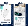 JELLICO sieninis įkroviklis EU13 GaN PD 30W 1xUSB-C + 1xUSB QC3.0 + USB-C laidas - Lightning Baltas