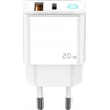 JELLICO sieninis įkroviklis EU11 PD 20W 1xUSB-C + 1xUSB QC3.0 + USB-C laidas - Lightning Baltas