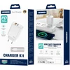 JELLICO sieninis įkroviklis EU13 GaN PD 30W 1xUSB-C + 1xUSB QC3.0 + laidas USB-C - USB-C Baltas