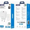 JELLICO sieninis pakrovėjas AK165 22,5W 1xUSB QC3.0 + laidas Lightning Baltas