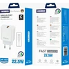 Jellico AK-165 USB 22.5W QC 3.0 Viedais Ātrā Uzlāde 1x USB (5-12V) + USB uz USB-C Kabelis 1m Balts