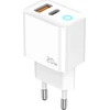 JELLICO sieninis įkroviklis EU11 PD 20W 1xUSB-C + 1xUSB QC3.0 + USB-C laidas - USB-C Baltas