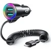 Automobilinis įkroviklis Joyroom JR-CL25, 2x USB + Lightning laidas (juodas)