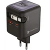 Telefono įkroviklis Forcell F-Energy GaN USB C + USB A + ištraukiamas laidas USB C PD QC4.0 3A 70W VT-R7 pilka