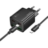 Telefono įkroviklis Hoco 2 x USB C + 2 x USB A QC3.0 PD 3A 20W + laidas USB C į Lightning N55 juodas