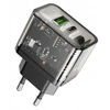 Telefono įkroviklis Hoco USB A + USB C QC3.0 PD 3A 20W N34 skaidrus