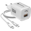 Phone charger Forcell F-Energy GaN III Crystal Color USB C + USB A QC4.0 PD 33W + silicone cable USB C to USB C VT-41 baltas 0INT