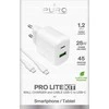 Puro PROLITE 25W USB-A / USB-C sieninis įkroviklis + USB-C – USB-C laidas 1,2 m – baltos spalvos