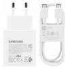 EP-TA845EWE + EP-DW767JWE Samsung 45W Kelioninis įkroviklis + USB-C/USB-C kabelis baltos spalvos (OOB Bulk pakuotė)
