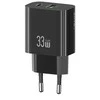 Laidinis įkroviklis USAMS CC317 T65 33W 1xUSB-C 1xUSB-A Fast Charging juodos spalvos