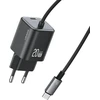 Laidinis įkroviklis USAMS JC Series CC261 20W GaN Mini Fast Charger 2xUSB-C juodos spalvos
