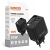 Teltech 65W 1c + 1A su rozwijanym kablem / juoda TCH-11