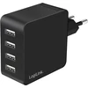 LogiLink Mobiliojo įrenginio įkroviklis universalus, juodas, greitas, AC