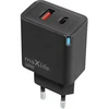 Maxlife MXTC-09-30AC GaN PD QC įkroviklis 1x USB-C 1x USB 30W juodas