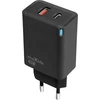 Maxlife MXTC-09-45AC GaN PD QC įkroviklis 1x USB-C 1x USB 45W juodas