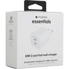 „Mophie Essentials“ maitinimo adapteris, dvigubas USB-C, PD, 50 W, ES, Baltas