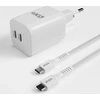 Įkroviklis NEXT ONE NEXT ONE Įkroviklis jungiama į tinklą Fast 35W GaN 2xUSB-C su kablem USB-C baltas