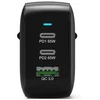 PORT CONNECT GaN2 wall charger for 2×USB-C PD and USB-A QC, 65W, Juodas