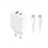 PowerNeed Telforceone Maxlife MXTC-09-45AC PD QC charger 1x USB-C 1x USB 45W baltas + USB-C - USB-C cable 2.0m 60W