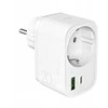 Puro 20W maitinimo įkroviklis su Schuko kištuku ir lizdu, 1x USB-C + 1x USB-A, baltos spalvos