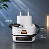 Qoltec 65W GaN greitas USB-C PD įkroviklis su kabeliu