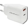 QOLTEC 51714 Įkroviklis 18W 5-12V 1.5-3A USB tipas C PD USB QC 3.0 Baltas