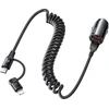 Automobilinis įkroviklis 45W su kabeliu 2in1 USB-C + Lightning Remax Ruichy Series RCC356 juodos spalvos