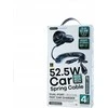 Automobilinis įkroviklis REMAX RCC336 52.5W su USB-C + Lightning spyruokliniu kabeliu, greitas