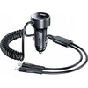 Automobilinis įkroviklis REMAX RCC336 52.5W su USB-C + Lightning spyruokliniu kabeliu, greitas