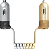 Remax RC-C103 3in1 3.4A automobilinis 12V/24V įkroviklis su Lightning / Micro USB silikoniniu laidu / USB kištuku Golden Golden