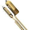 Remax RC-C103 3in1 3.4A automobilinis 12V/24V įkroviklis su Lightning / Micro USB silikoniniu laidu / USB kištuku Golden Golden