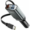 Joyroom JR-CCL07 3-in-1 Car Charger su Built-in Retractable kabelis – pilkos spalvos