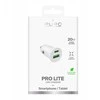 Puro Pro Lite automobilinis įkroviklis 1x USB-A + 1x USB-C Power Delivery 20W – baltos spalvos