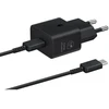Galaxy EP-T2510EBE + EP-DN980BBE Samsung USB-C 25W kelioninis įkroviklis + USB-C duomenų kabelis, juodos spalvos (OOB Bulk)