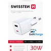Įkroviklis Swissten Mini Gan kelioninis įkroviklis 1x USB-C + 1x USB 30W maitinimo šaltinis