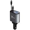 Automobilinis įkroviklis + 2x kabelis USB-C + Lightning 4in1 86W T-PHOX FLEXIT pilkos spalvos