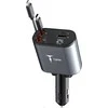 Automobilinis įkroviklis + 2x kabelis USB-C + Lightning 4in1 86W T-PHOX FLEXIT pilkos spalvos