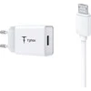 Tinklo įkroviklis T-PHOX MINI-EU MICRO USB baltos spalvos 1.2M 2.4A