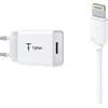 Tinklo įkroviklis T-PHOX MINI-EU lightning baltos spalvos 1.2M 2.4A